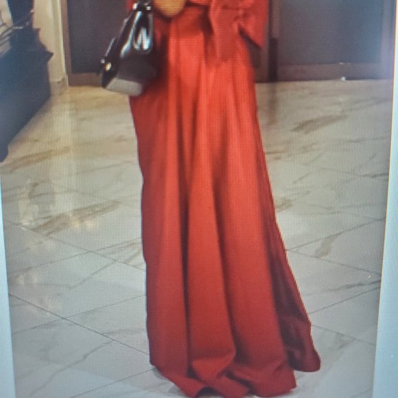 Taffeta Mermaid Evening Dress w/ Overskirt Strapless Long mermaid Dubai Gown - Picture 9 of 11